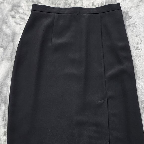 Vintage Skirt Womens 10 Black Polyester Pencil Maxi Front Leg Slit Back Zip Goth - Picture 2 of 8